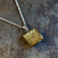 antique square dial necklace "TAVANNES"【K0733】