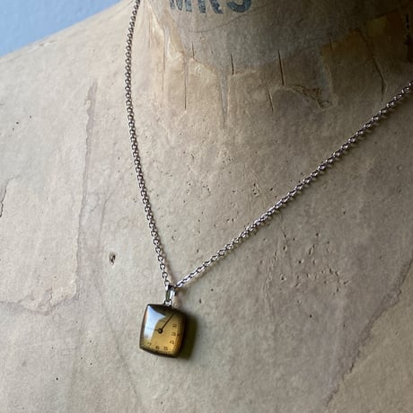antique square dial necklace "TAVANNES"【K0733】