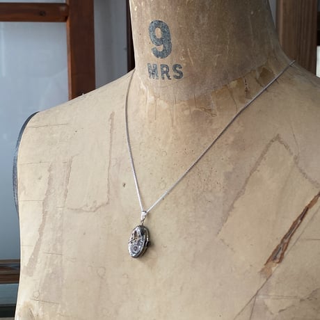 antique movement necklace "USA ELGIN" SV925【K0811】