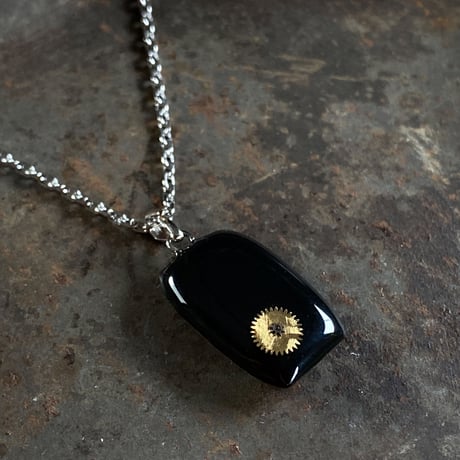 【K0656】antique rectangle dial necklace