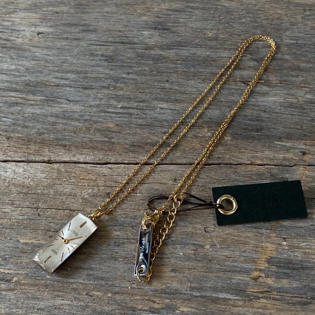 antique rectangle dial necklace K18GP "CITIZEN"【K0993】