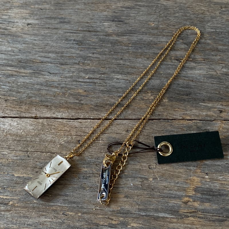 new!!】antique rectangle dial necklace K18GP 