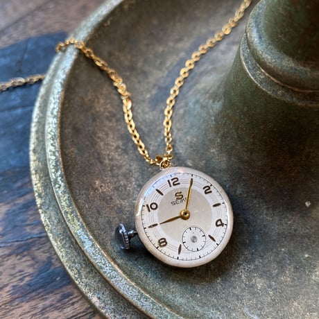 antique dial&movement necklace K18GP【K0826】
