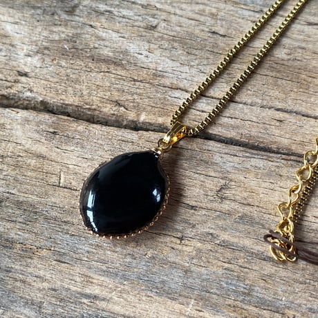 antique teardrop dial silhouette necklace "copper tone"【K0986】
