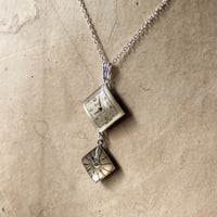【new!!】 antique square double dial necklace "Lavallière type" SV925 (ボックス付)【K0987】