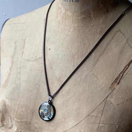 CLOPOA BLACK standard necklace solid blue【K0598】