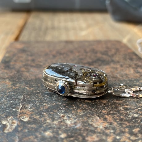 【企画展作品】antique oval dial&movement necklace "GRUEN" SV925【something special/S0004】