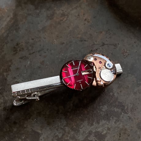 antique dial&copper movement tiepin【K0743】