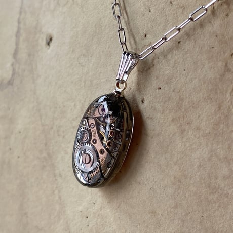 antique movement necklace "USA BULOVA" SV925(ボックス付)【K0964】