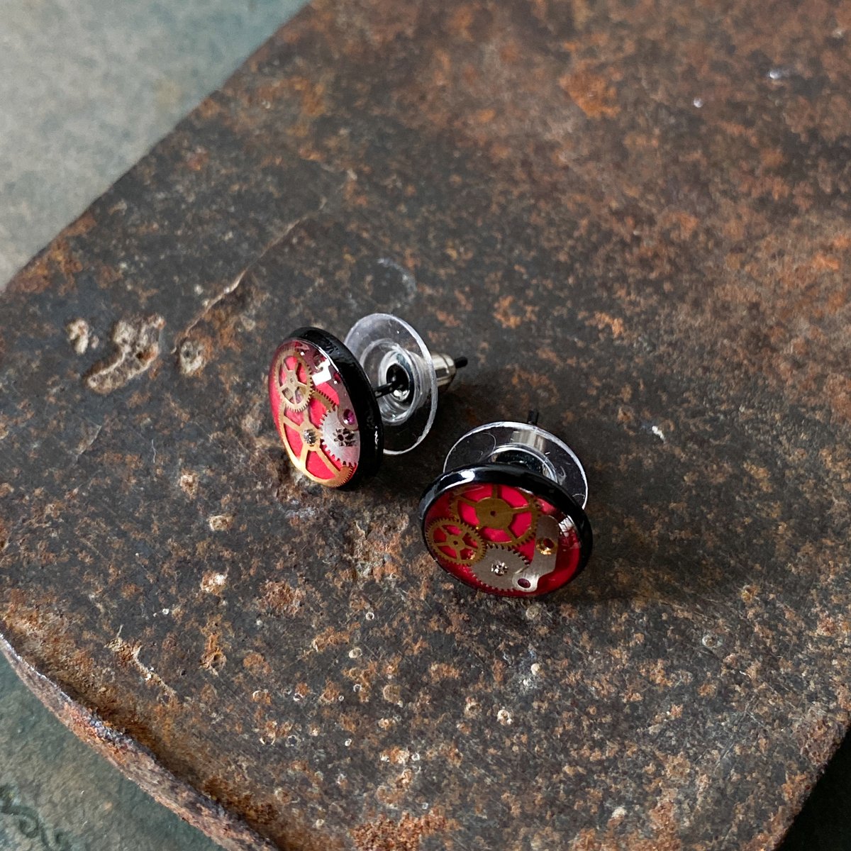 CLOPOA BLACK petit pierced earrings orange【K087