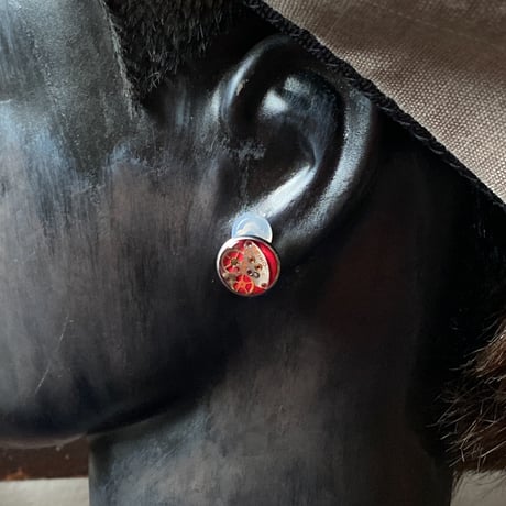 CLOPOA BLACK standard earrings red【K0922】