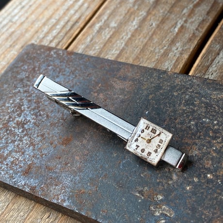 antique square dial tiepin "ELGIN"【K0849】
