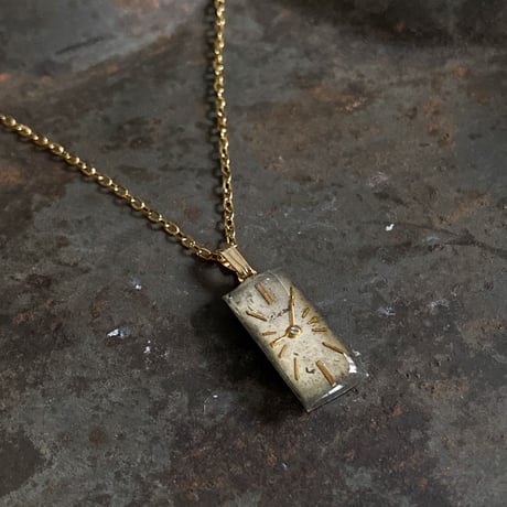 antique rectangle dial necklace K18GP【K0783】