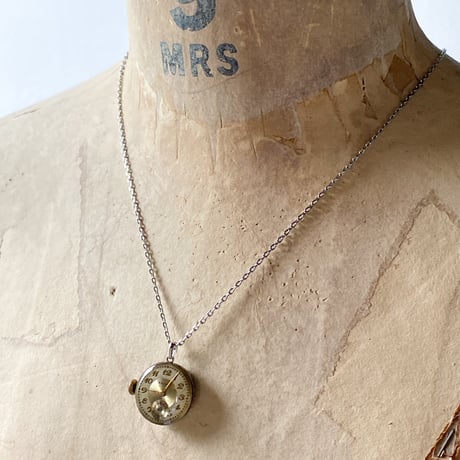 antique dial&movement reversible necklace【K0584】