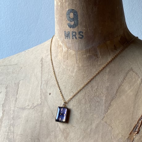 antique  rectangle blue dial necklace "eastern europe"【K0750】
