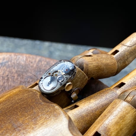 antique movement ring "USA ELGIN" #14【K0799】