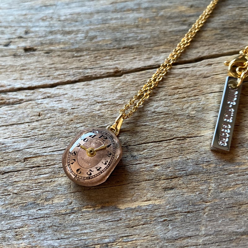 new!!】antique tonneau copper dial necklace 