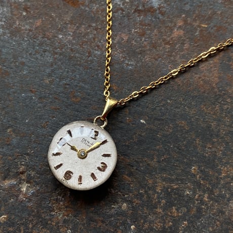 antique round dial necklace K18GP【K0968】