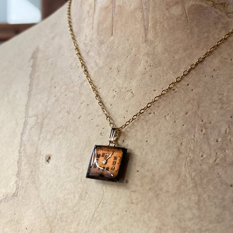 antique square dial necklace K18GP【K0813】