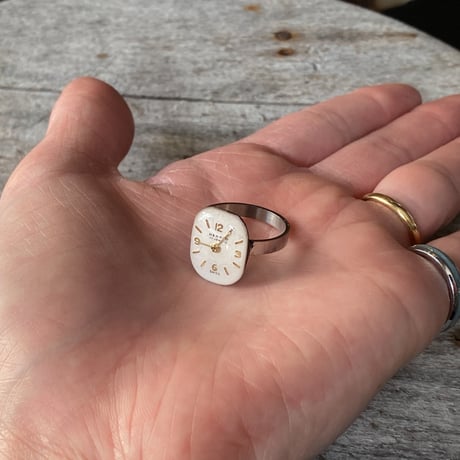 antique dial rectangle ring #14【K0973】