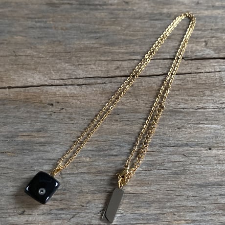 antique square dial necklace K18GP【K0742】