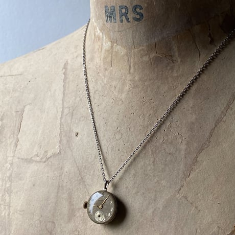 antique dial&movement reversible necklace 【K0571】