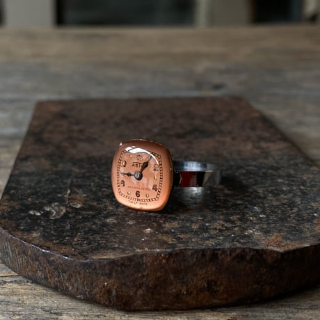 【new!!】 antique square dial ring "copper tone" #15(ボックス付)【K0999】