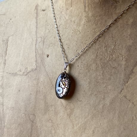 antique movement necklace "USA BULOVA" SV925(ボックス付)【K0881】