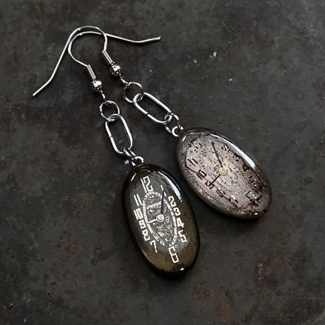 antique oval dial coilhook pierced earrings【K0818】