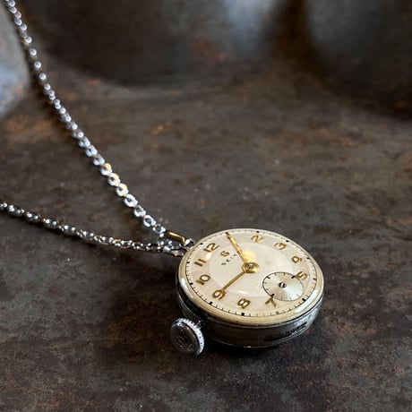 antique dial&movement reversible necklace "seikosha"【K0539】