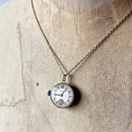 【K0663】antique dial&movement necklace K18GP