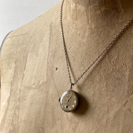 antique dial&movement reversible necklace "citizen"【K0540】