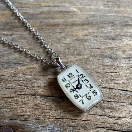 【K0665】antique rectangle dial necklace