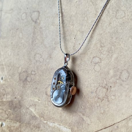 antique movement necklace“USA ELGIN”【K0741】
