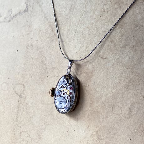 antique movement necklace "HAMILTON" 【K0812】
