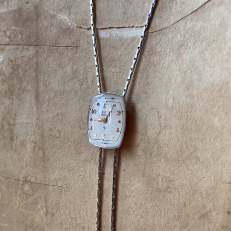 【new!!】antique dial chain looptie necklace "ELGIN"【K1018】