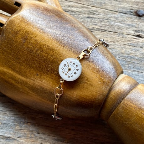 【new!!】antique round dial bracelet stainless×K18GP【K0991】