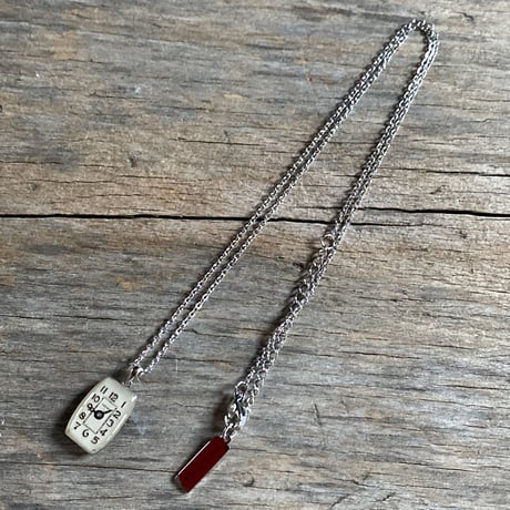 【K0665】antique rectangle dial necklace