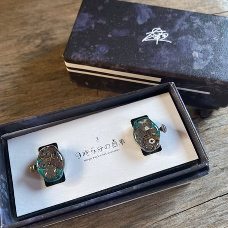 【K0683】antique movement colors cufflinks turquoise(ボックス付)