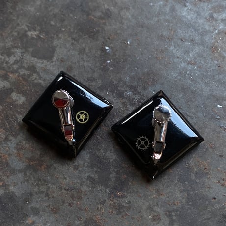 antique dial square rhombus earrings 【K0810】