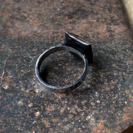 antique square dial ring copper tone #15.5【K0970】
