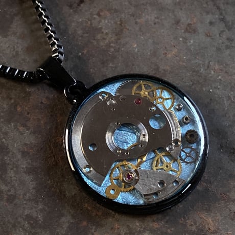 CLOPOA BLACK standard necklace solid blue【K0598】