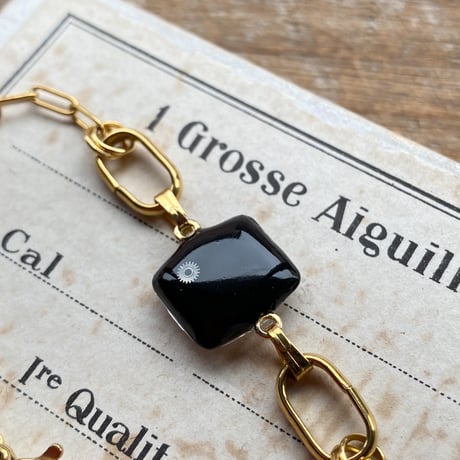 antique square dial bracelet K18GP【K0834】