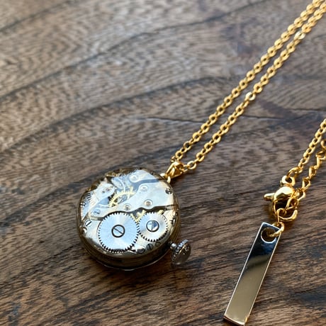 antique dial&movement necklace K18GP【K0826】