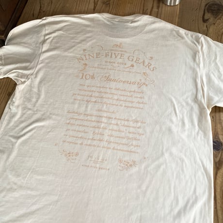 9時5分の歯車オリジナルTシャツ "10th ANNVERSARY" ナチュラル×ベージュ