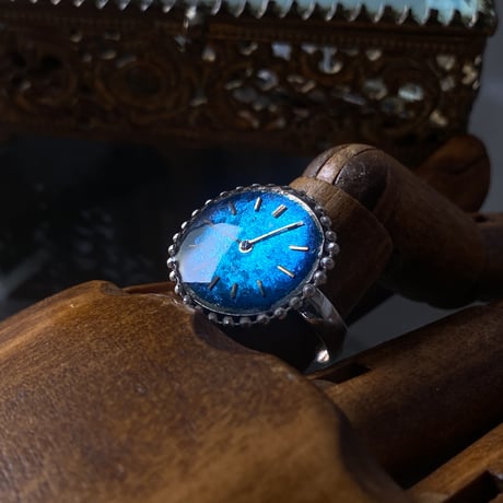 【企画展作品】antique skyblue dial ring "SEIKO" SV925 #13【something special/S0012】