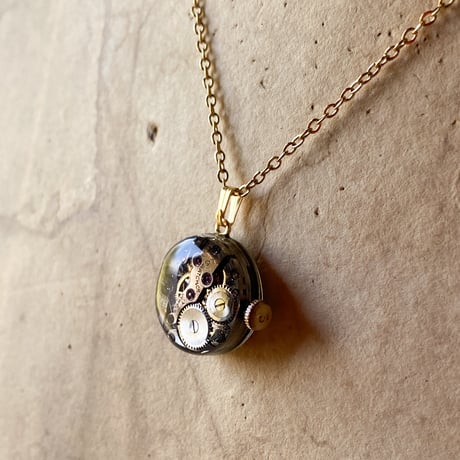 antique dial&movement necklace K18GP【K0867】