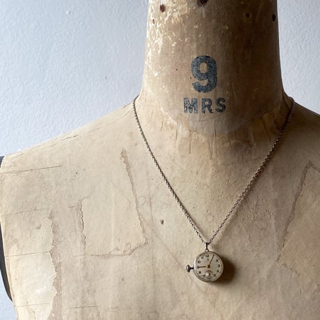 antique dial&movement reversible necklace "seikosha"【K0539】