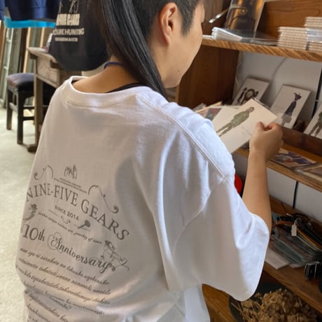 9時5分の歯車オリジナルTシャツ "10th ANNVERSARY" ホワイト×シルバー