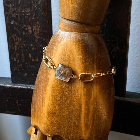 antique copper tonneau dial bracelet K18GP "MONARCH"【K0914】